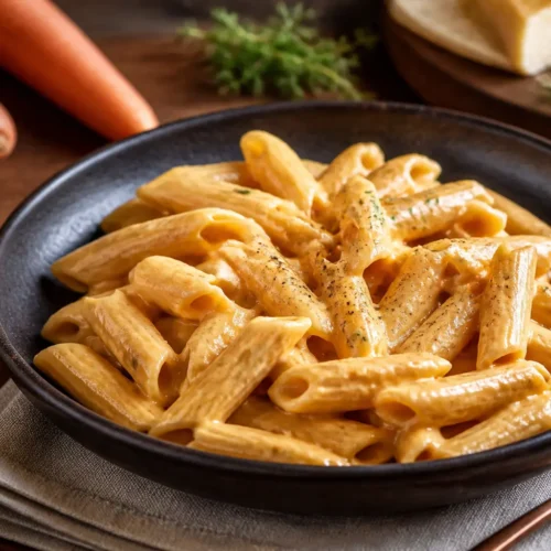Pasta con crema di carote e zenzero
