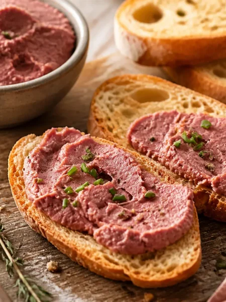 Patè di sardine fit su crostini integrali con erba cipollina