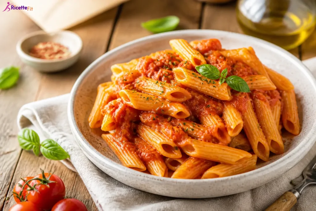 Penne all'arrabbiata fit con sugo di pomodoro e basilico