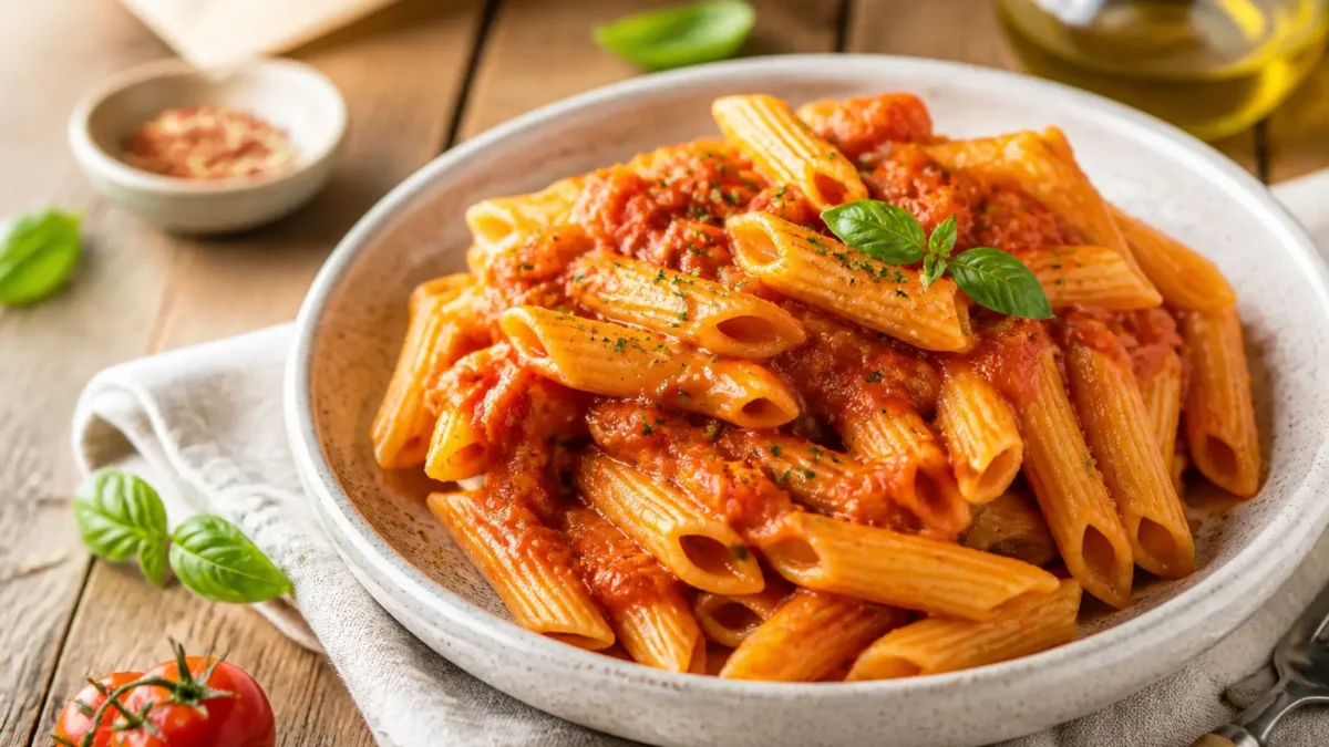 Penne all'arrabbiata fit con sugo di pomodoro e basilico
