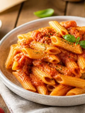 Penne all'arrabbiata fit con sugo di pomodoro e basilico