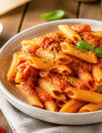 Penne all'arrabbiata fit con sugo di pomodoro e basilico