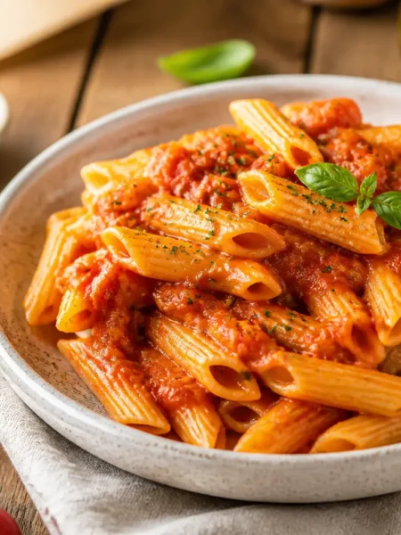 Penne all'arrabbiata fit con sugo di pomodoro e basilico