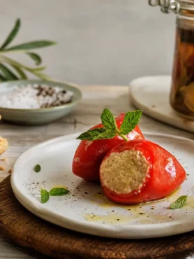 Peperoncini piccanti ripieni di tonno fit con pane integrale tostato