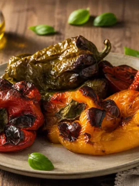 Peperoni arrosto fit al forno con basilico e olio extravergine