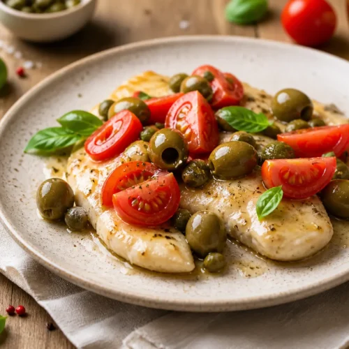 Petto di pollo con capperi e pomodorini