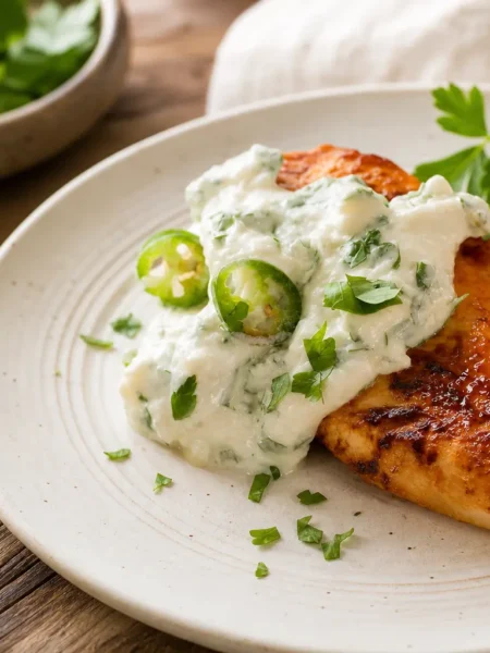Petto di tacchino alla piastra con salsa yogurt greco e jalapeño