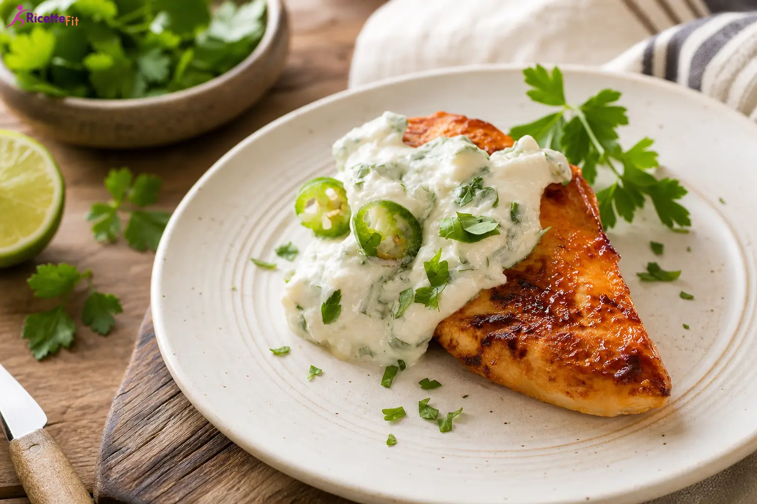 Petto di tacchino alla piastra con salsa yogurt greco