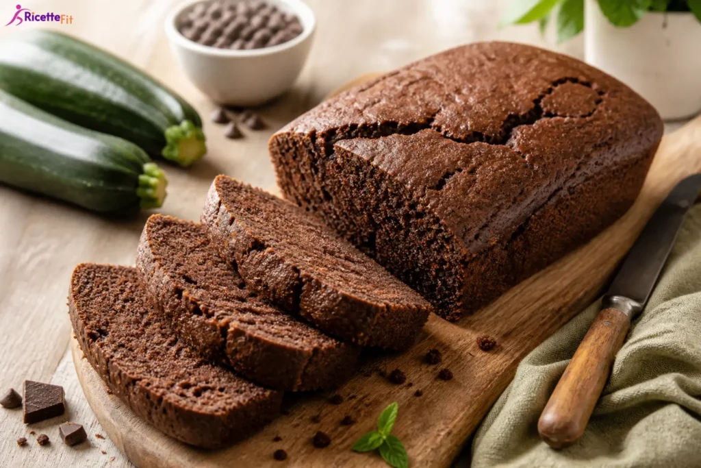 Plumcake light cacao e zucchine a fette con gocce di cioccolato