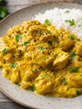 Pollo al curry light con riso basmati e prezzemolo fresco