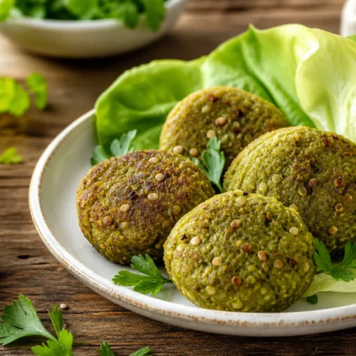 Polpette di piselli con feta e sesamo