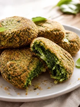 Polpette di pollo e spinaci al forno dorate con interno verde