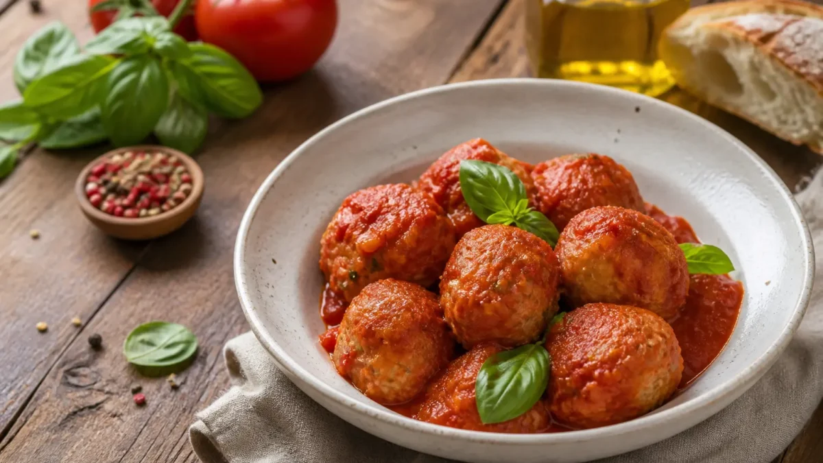Polpette di tacchino al sugo light con basilico fresco