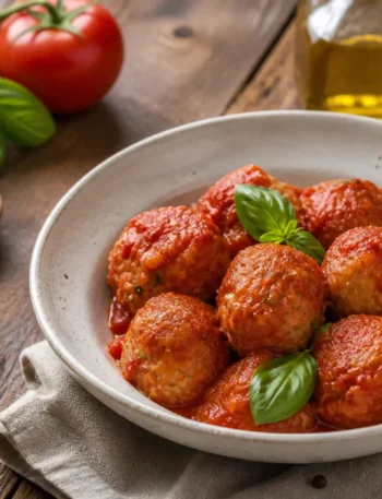 Polpette di tacchino al sugo light con basilico fresco
