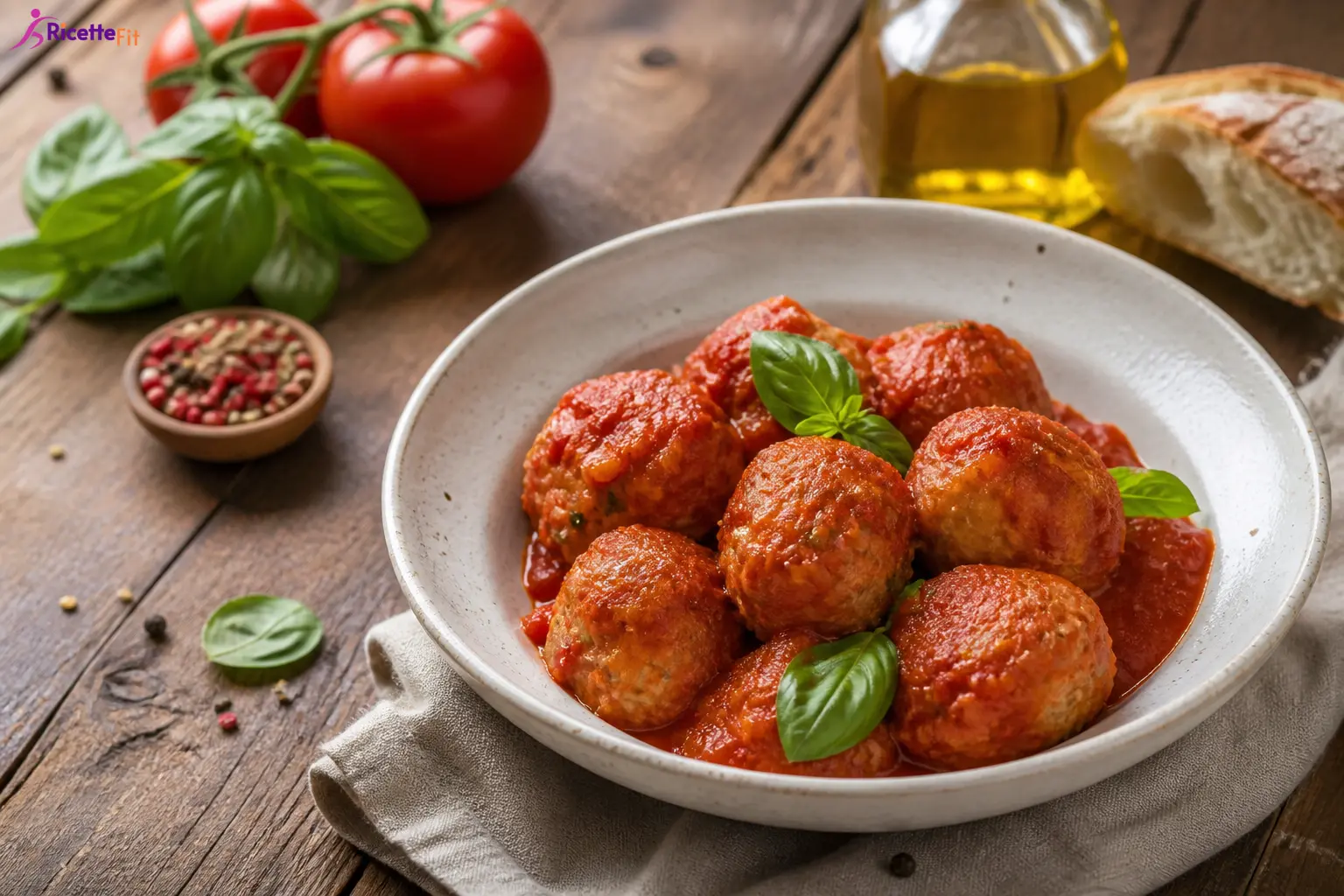 Polpette di tacchino al sugo light con basilico fresco