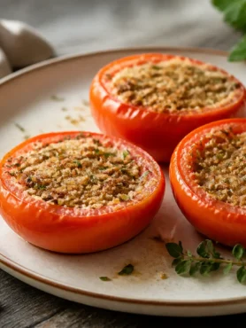 Pomodori al gratin light con pangrattato integrale ed erbe aromatiche