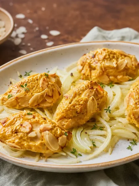 Quenelle salate di carote e mandorle su letto di finocchi al limone
