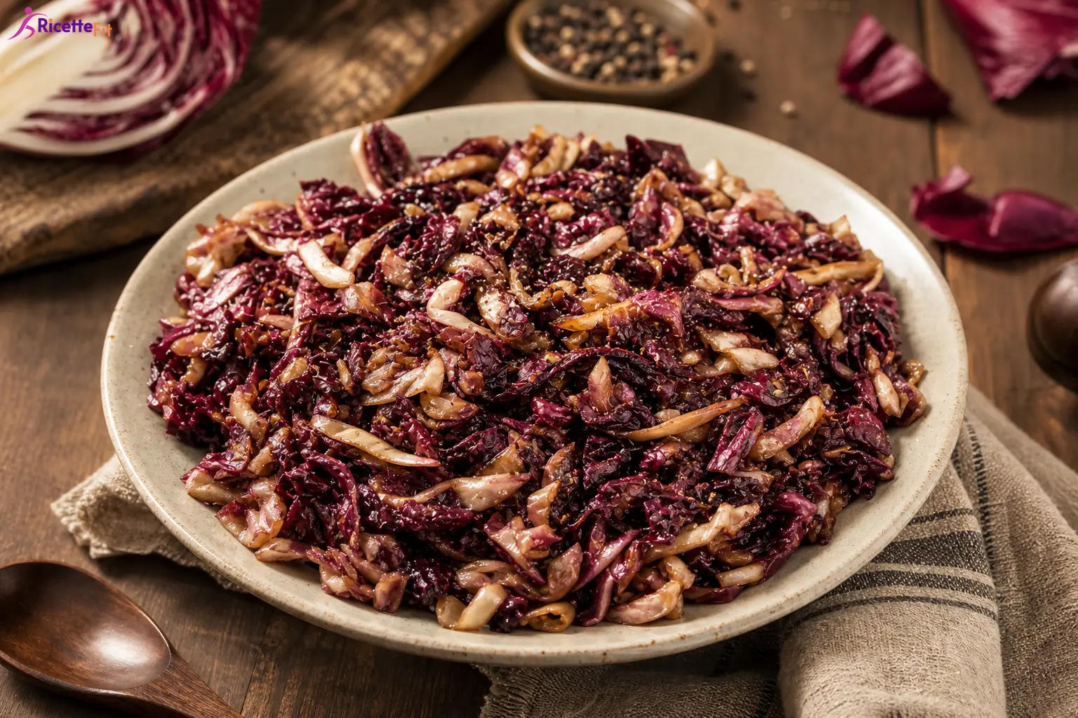 Radicchio in padella con cipolla rossa e aceto balsamico