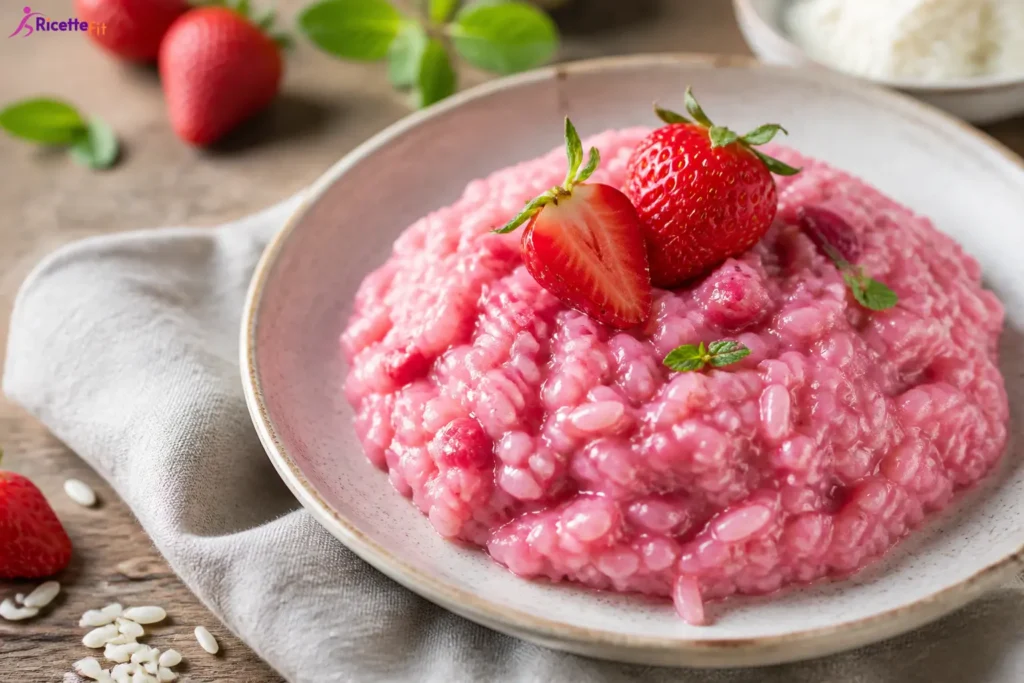 Risotto alle fragole fit cremoso con menta fresca