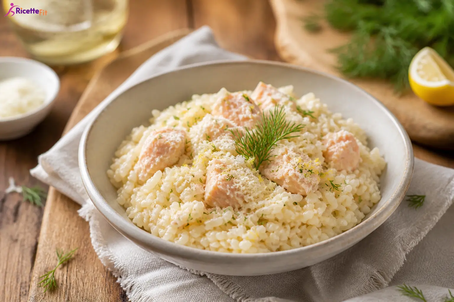 Risotto con filetti di orata, limone e aneto fresco