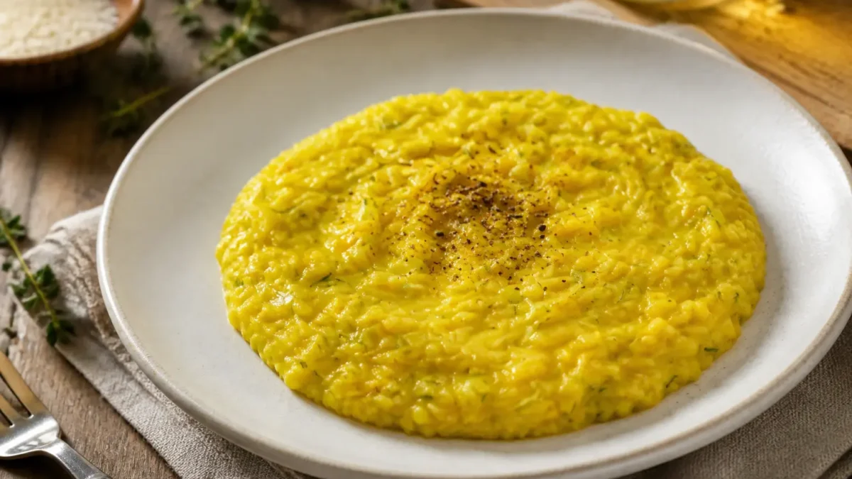 Risotto zucchine e curcuma fit cremoso con pepe nero