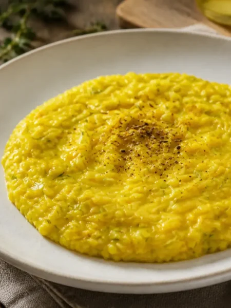 Risotto zucchine e curcuma fit cremoso con pepe nero