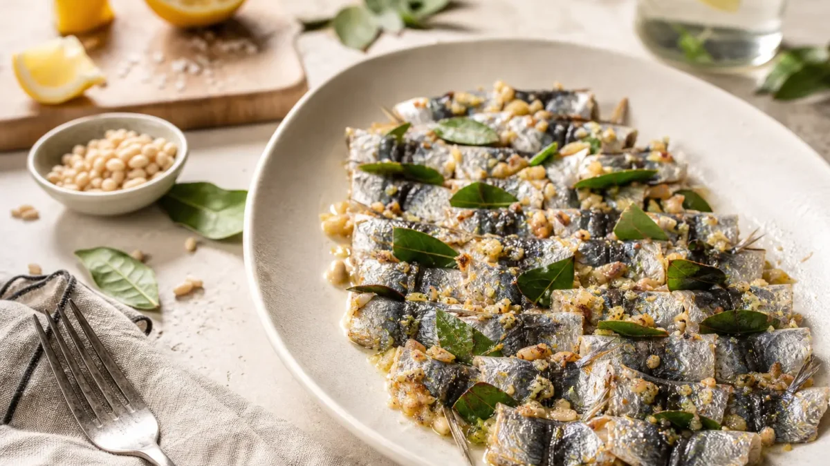 Sarde a beccafico fit al forno con pinoli, alloro e limone