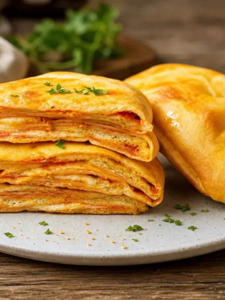 Scaccia ragusana fit con pomodoro e caciocavallo a fette