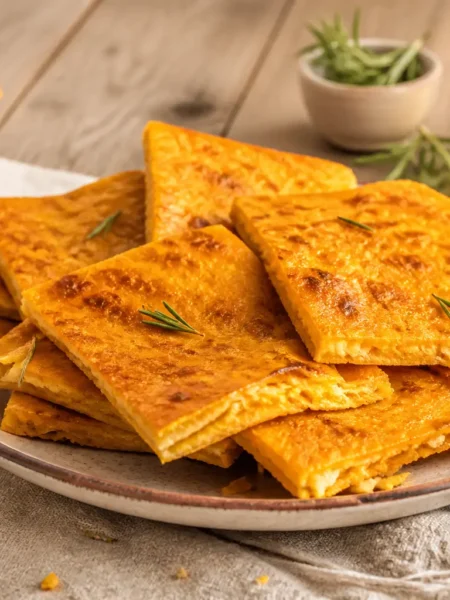 Schiacciata di zucca rossa al rosmarino tagliata a quadrotti