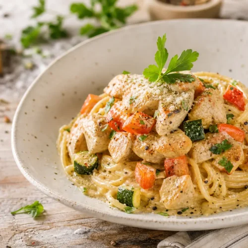 Spaghetti alla carbonara con guanciale vegetale e tofu