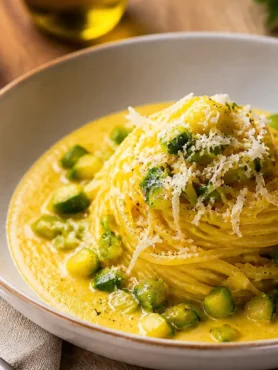 Spaghetti light con zucchine, crema al limone e ricotta salata