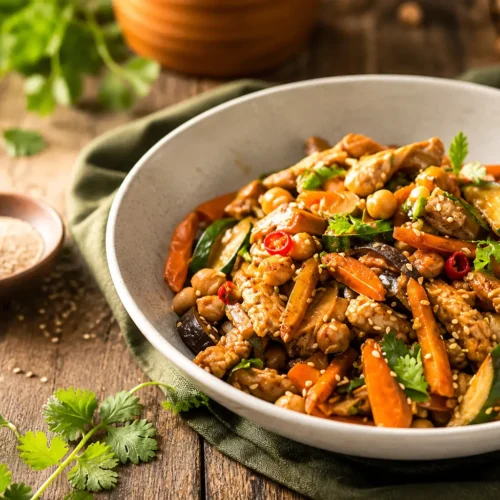 Spezzatino di seitan con verdure stufate