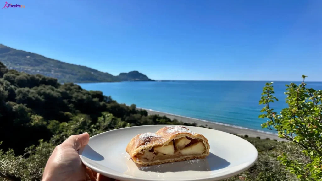 Strudel di mele light e vegan con vista mare a Cefalù