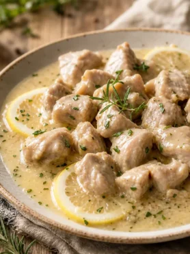 Bocconcini di tacchino al limone con salsa cremosa e erbe fresche