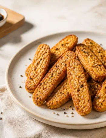 Tempeh al forno glassato con sesamo e riso jasmine