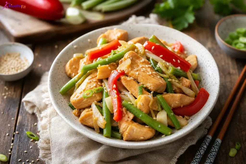 Tempeh saltato con verdure croccanti e salsa teriyaki light