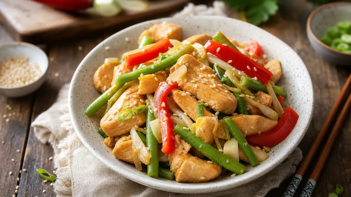 Tempeh saltato con verdure croccanti e salsa teriyaki light