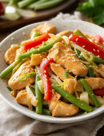 Tempeh saltato con verdure croccanti e salsa teriyaki light