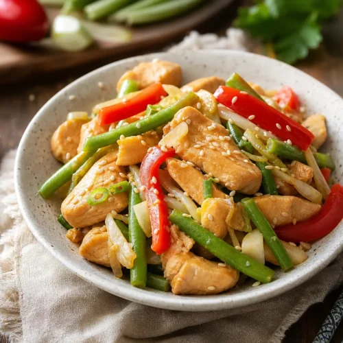 Tempeh saltato con verdure e salsa teriyaki light