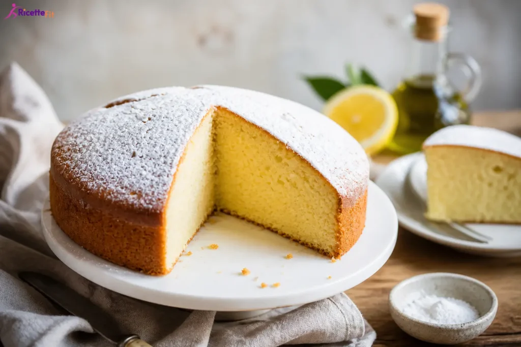 Torta soffice al limone con olio d’oliva e zucchero a velo