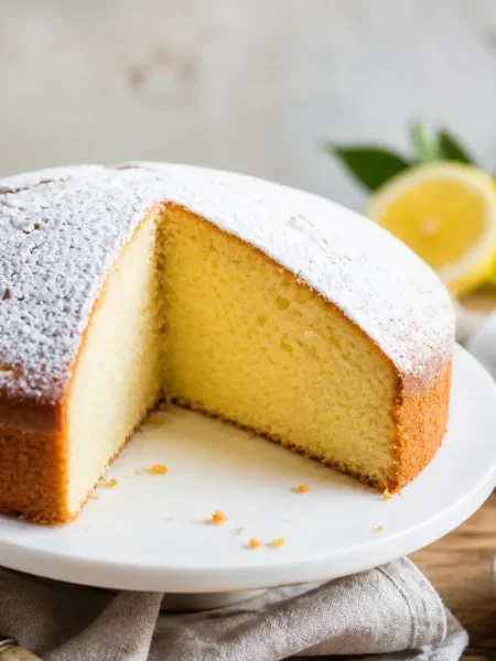 Torta soffice al limone con olio d’oliva e zucchero a velo