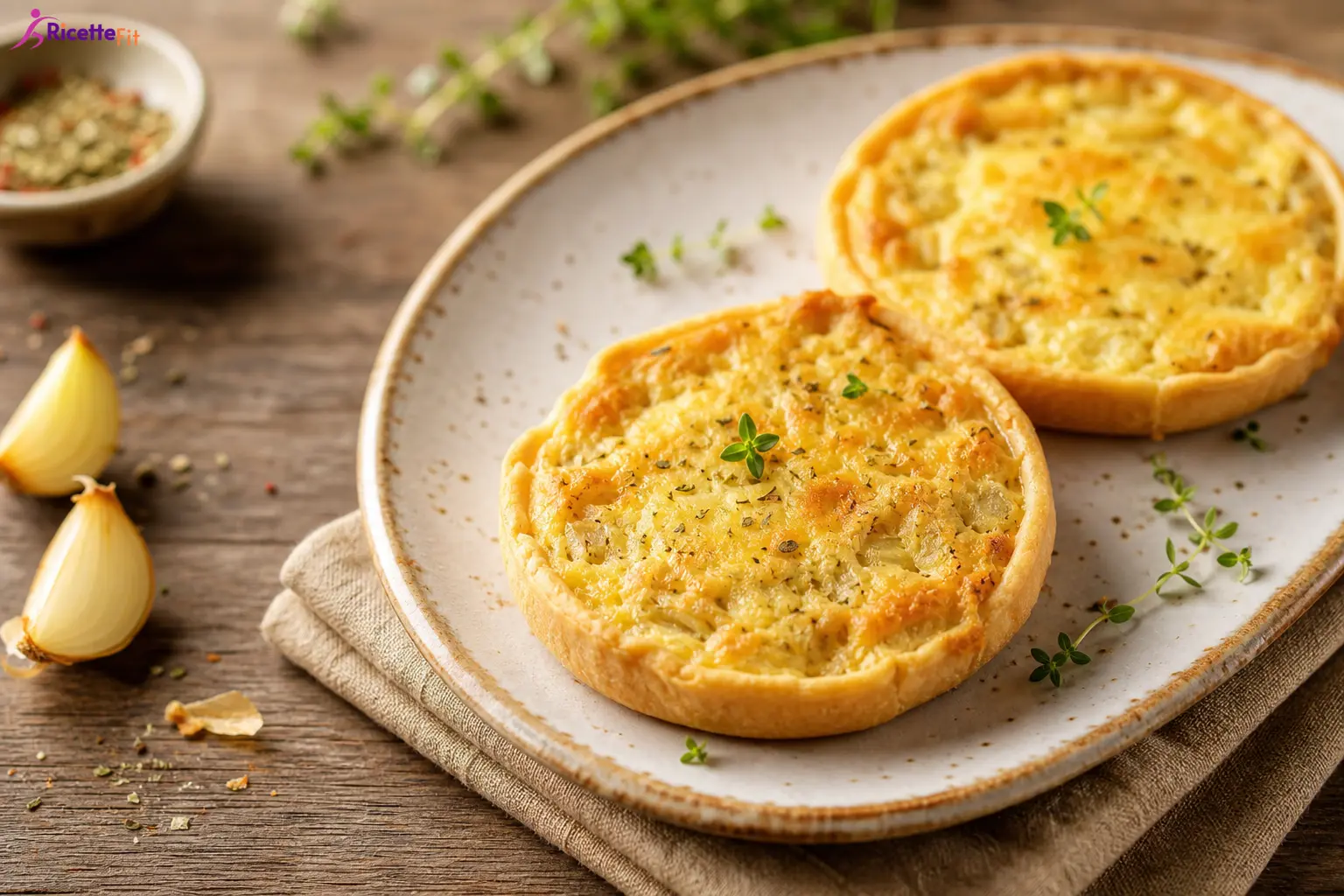 Tortine salate ai cardi e tofu con base integrale e timo
