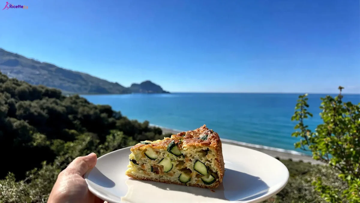 Fetta di torta salata di zucchine senza base vista mare a Cefalù