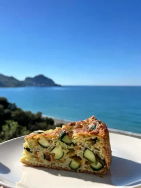 Fetta di torta salata di zucchine senza base vista mare a Cefalù