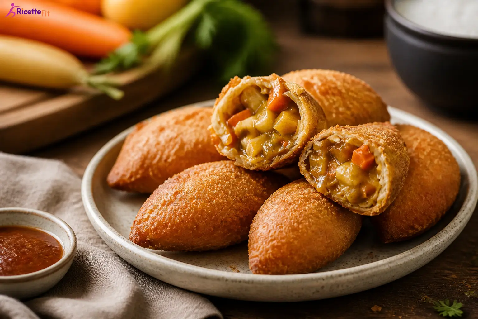 Veggie buns al curry dorati con ripieno di verdure