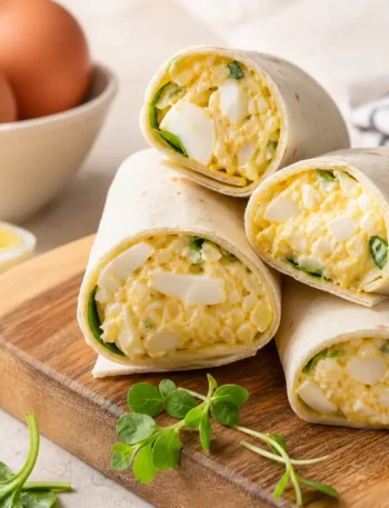 Wrap proteico con uova, feta e spinacino tagliato a metà