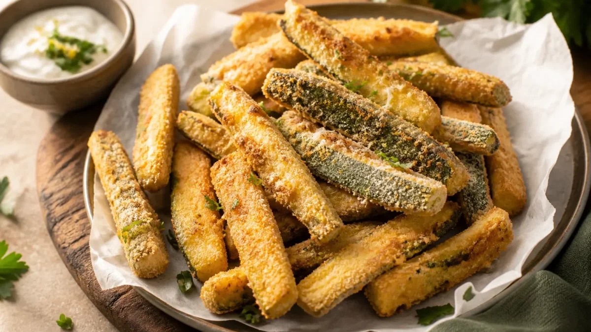 Zucchine croccanti al forno con salsa yogurt al limone