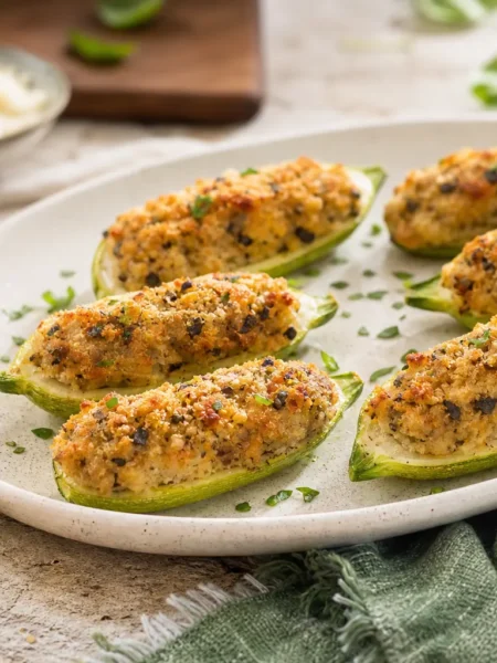 Zucchine ripiene di tonno low carb al forno con gratinatura dorata