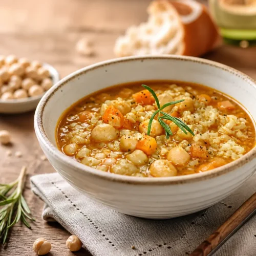 Zuppa di riso e ceci fit al rosmarino