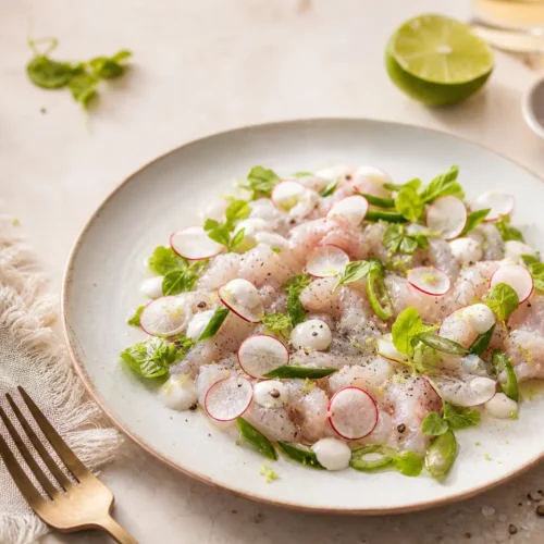 Carpaccio di spigola e maionese di mare